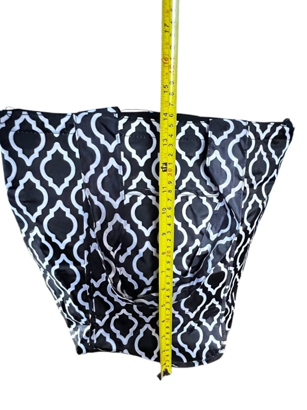 SACHI Insulated Lunch Tote Bag Black White Geometric Pattern Large Zip Cooler